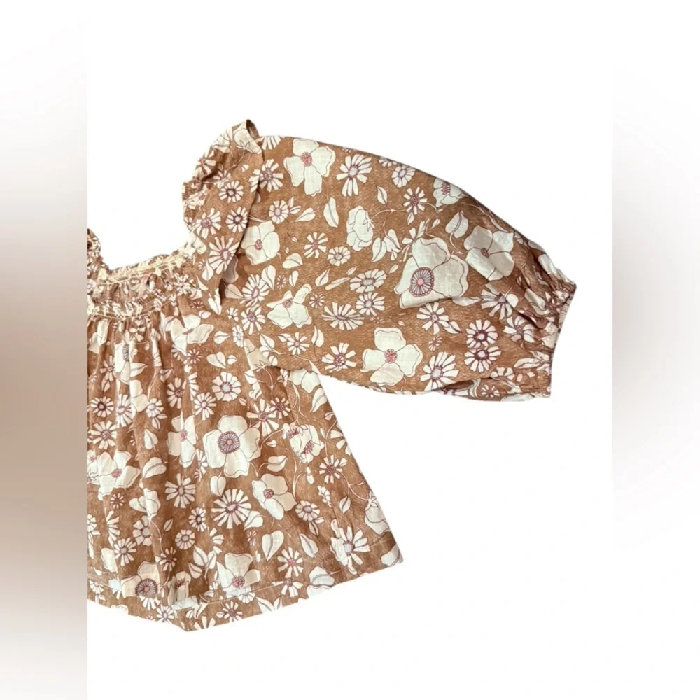 Free People Miss Daisy Printed Top in Vintage Combo Size XS